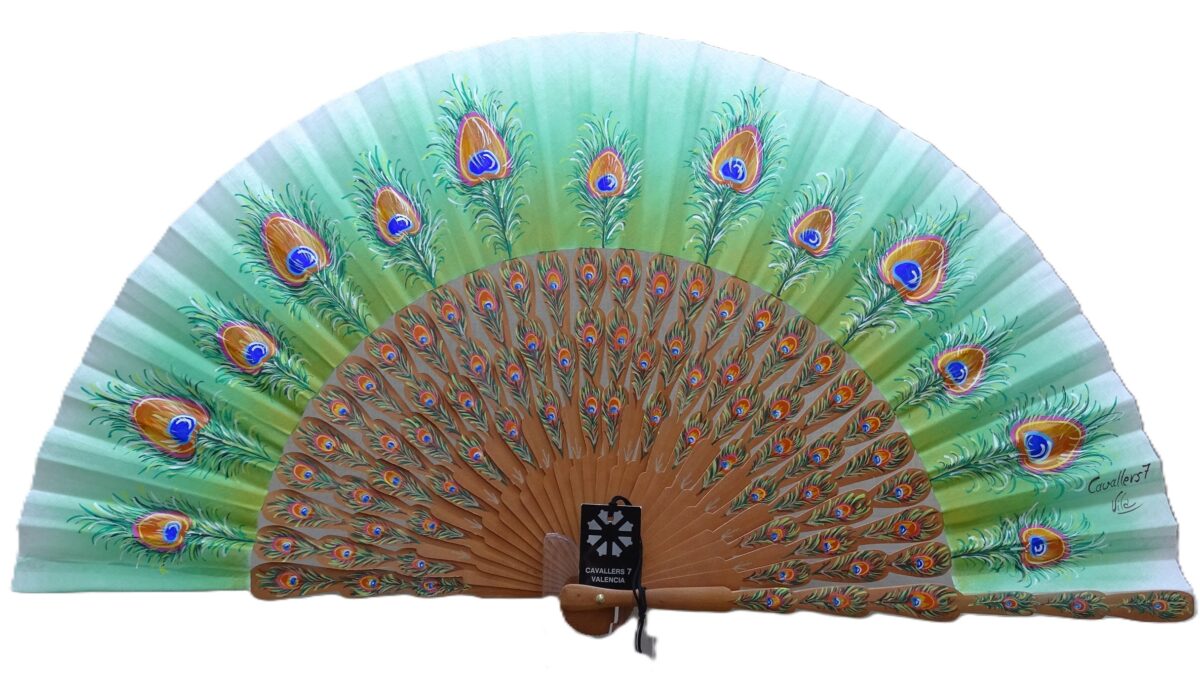 Abanico moderno pavo real