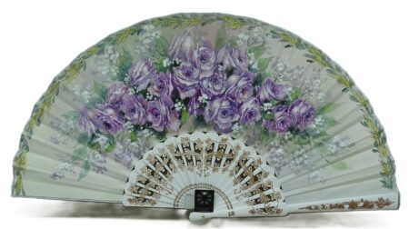 Wedding fan with white and violet flowers