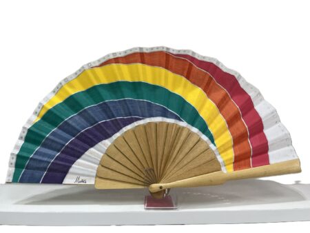 Abanico moderno arcoiris y plateado